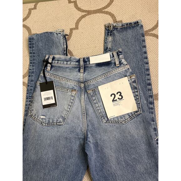 RE/DONE Super High Drainpipe Destroy Wrecking Blue Jeans, size 23, MSRP $325 - Picture 4 of 15